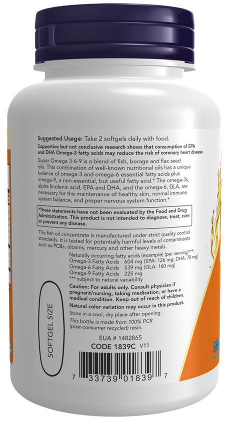 Now SUPER OMEGA 3-6-9 1200MG   90 SGELS