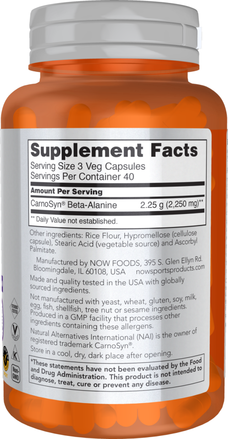 Now BETA ALANINE  750mg  120 VCAPS