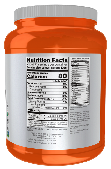 Now ORGANIC PEA PROTEIN  1.5 LBS