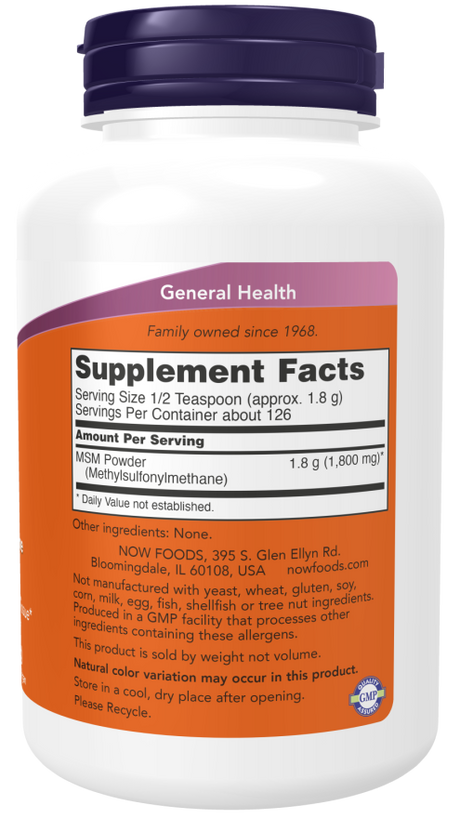 Now M.S.M PURE POWDER  8 OZ