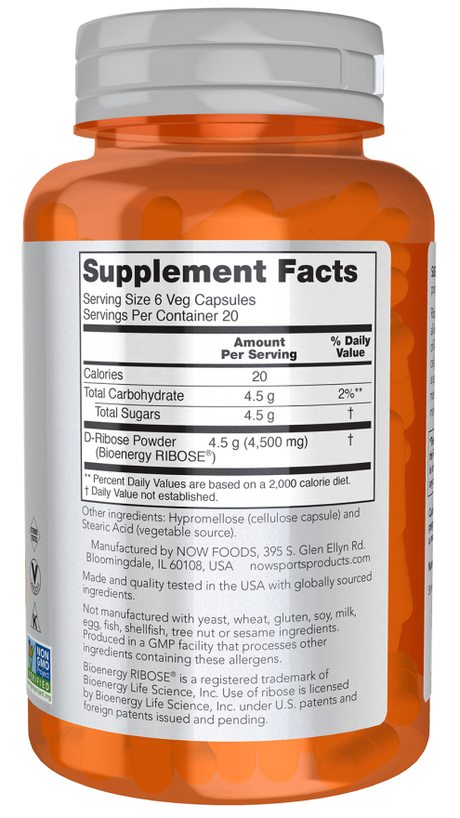 Now RIBOSE 750mg  120 VCAPS