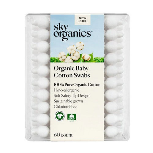 SKY ORGANICS ORGANIC BABY SWABS 60CT