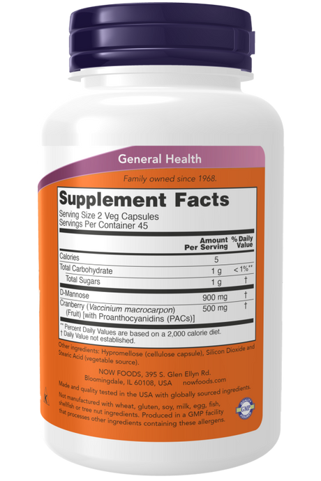 Now MANNOSE CRANBERRY  90 VCAPS