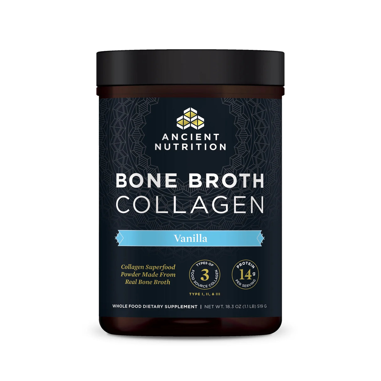 Ancient Nutrition Bone Broth Collagen - Vanilla - 30 srv Powder