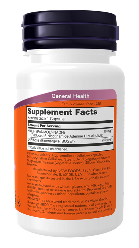 Now NADH 10MG WITH 200MG RIBOSE 60 VCAPS