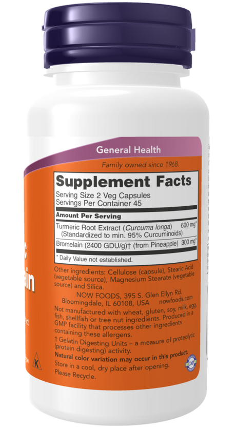 Now TURMERIC & BROMELAIN  90 VCAPS