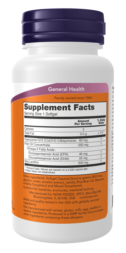Now CoQ10 60mg  with Omega-3 60 SGELS