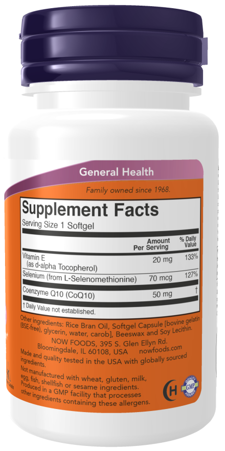 Now CoQ10 50mg + VIT E  50 SGELS