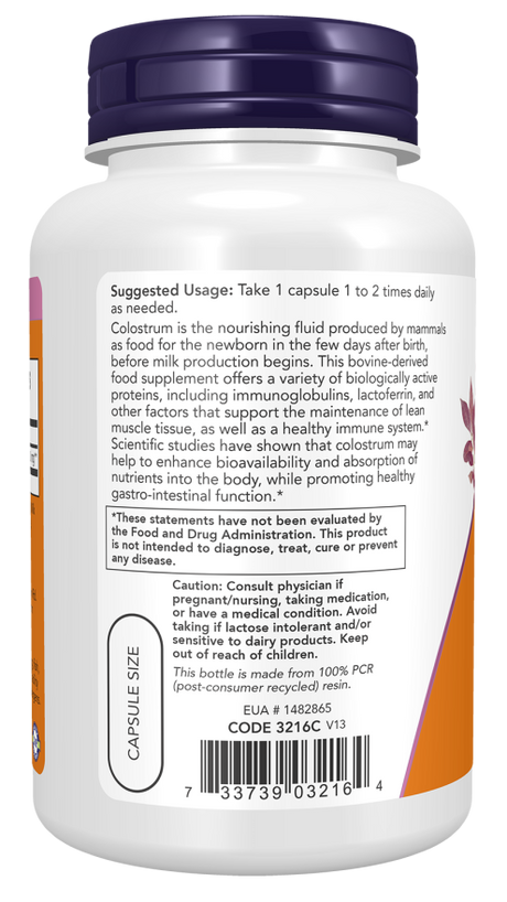 Now COLOSTRUM 500mg  120 VCAPS