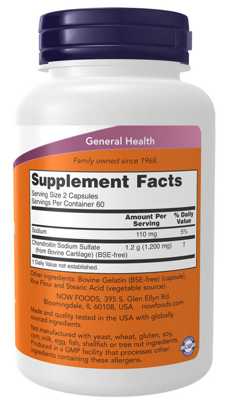 Now CHONDROITIN SULFATE 600mg  120 CAPS