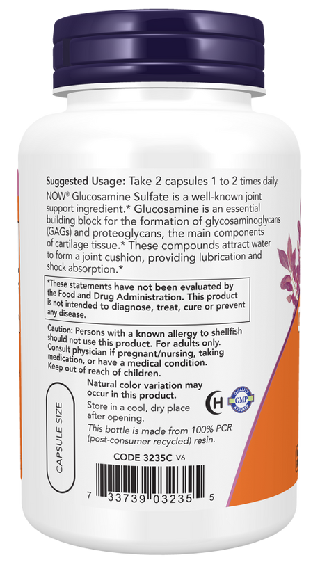 Now GLUCOSAMINE SULFATE 750mg  120 VCAPS