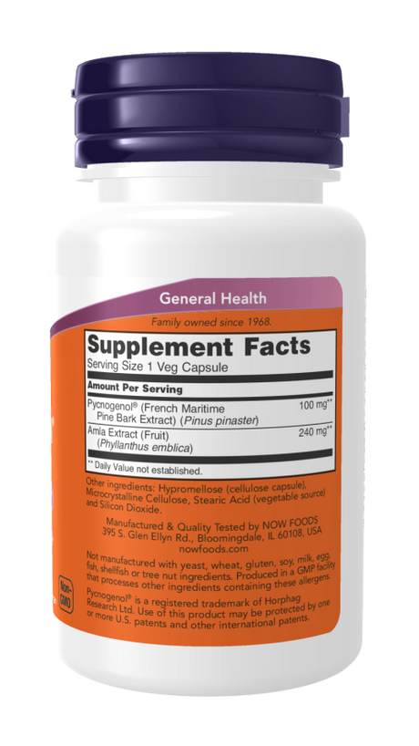 Now PYCNOGENOL 100mg 60 VCAPS