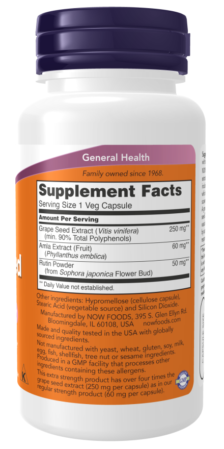 Now GRAPE SEED EXTRACT  250MG   90 VCAPS