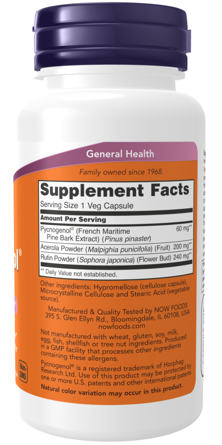 Now PYCNOGENOL 60mg  50 VCAPS