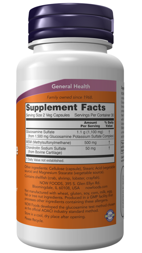 Now GLUCOS & M.S.M  750/250mg 180 VCAPS