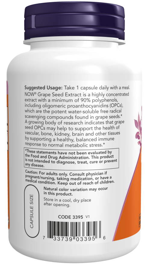Now GRAPE SEED EXTRACT 500mg  90 VCAPS