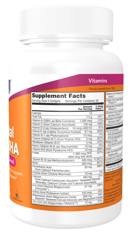 Now PRE-NATAL MULTI WITH DHA 180 SOFTGELS