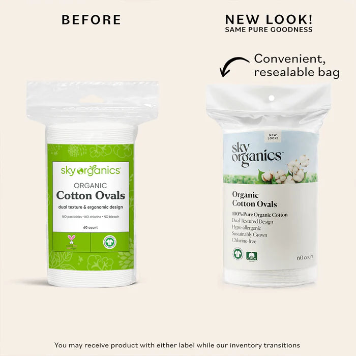 SKY ORGANICS ORGANIC COTTON OVALS 60CT