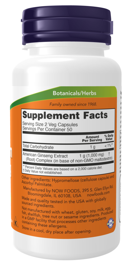 Now AMERICAN GINSENG 500 mg 100 VCAPS