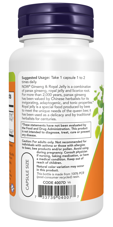 Now GINS & ROYAL JELLY 300/300mg 90 VCAPS