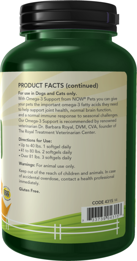 NOW PETS OMEGA 3 180 SOFTGELS
