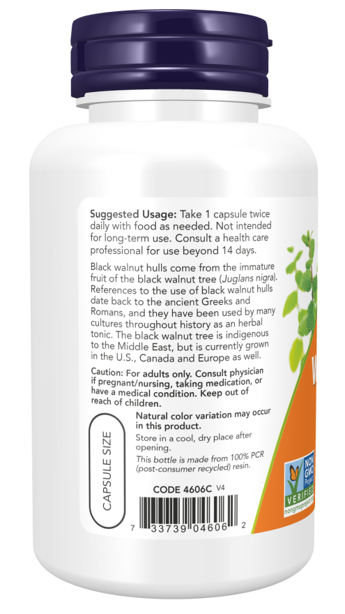 Now BLACK WALNUT HULLS 500MG   100 VCAPS
