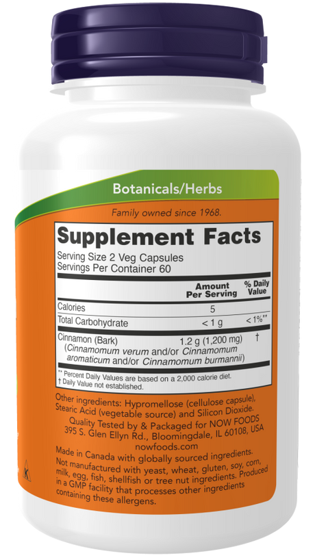 Now CINNAMON BARK 600MG  120 VCAPS