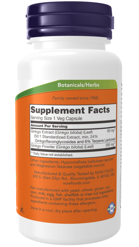 Now GINKGO BILOBA 60mg  120 VCAPS