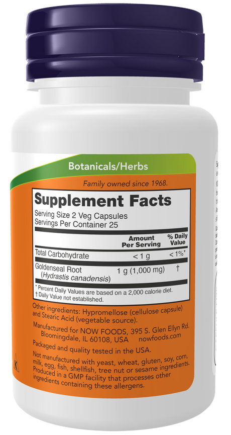 Now GOLDENSEAL ROOT 500mg  50 VCAPS