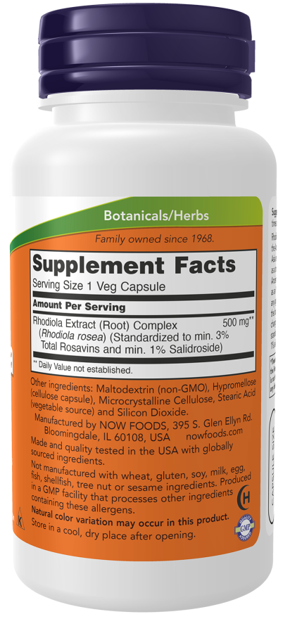 Now RHODIOLA 500MG EXTRACT 3%  60 VCAPS