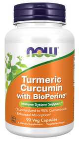 Now TURMERIC CURCUMIN + BIOPERINE  90 VCAPS