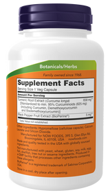 Now TURMERIC CURCUMIN + BIOPERINE  90 VCAPS