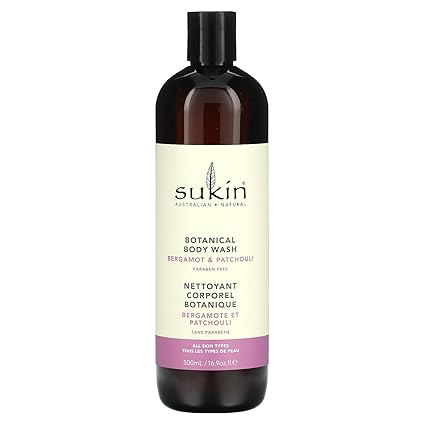 SUKIN BOTANICAL BODY WASH BERGAMOT & PATCHOULI 500ML