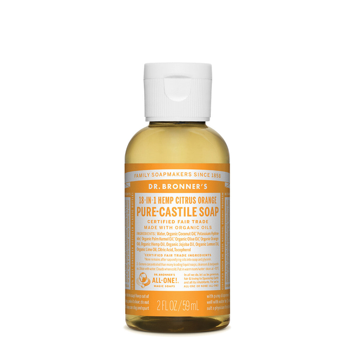 DR. BRONNER'S MAGIC SOAPS ORGANIC CASTILE LIQUID SOAP CITRUS ORANGE 2OZ