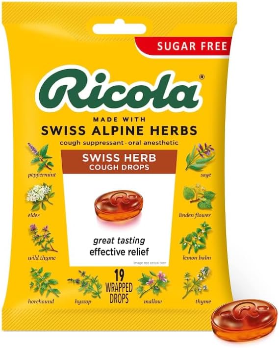 Ricola Sugar Free Swiss Herb Cough Drops, Original, 19 Count
