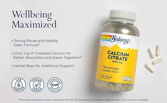 Solaray Calcium Citrate 240CT 250MG Veg Capsule