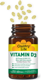Country Life VITAMIN D3 2500IU 60 Softgel