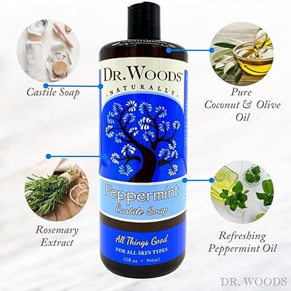 DR. WOODS PEPPERMINT CASTILE SOAP 32 FLOZ