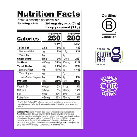 CHICKAPEA PASTA Creamy Garlic 7 OZ