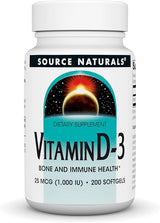 SOURCE NATURALS VITAMIN D-3 1000 IU 200SG