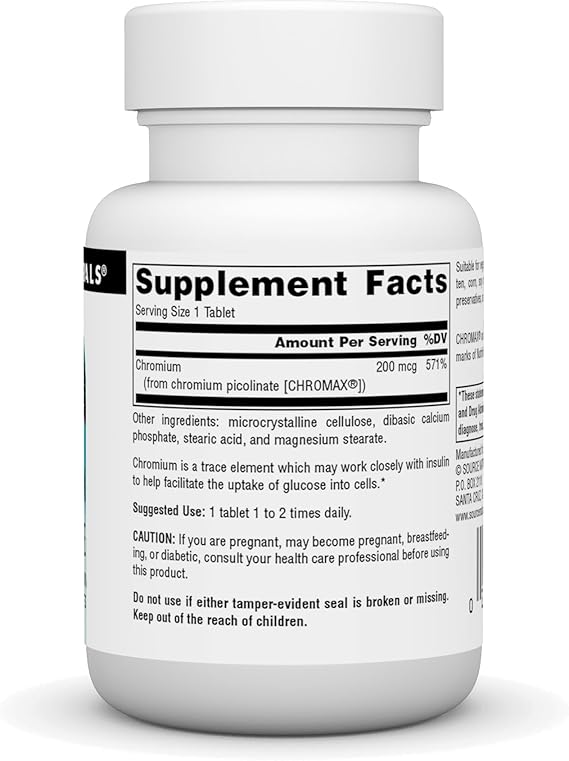 SOURCE NATURALS CHROMIUM PICOLINATE 200MCG 60