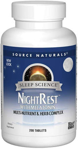 SOURCE NATURALS SLEEP SCIENCE NIGHT REST W/MELATONIN 200T