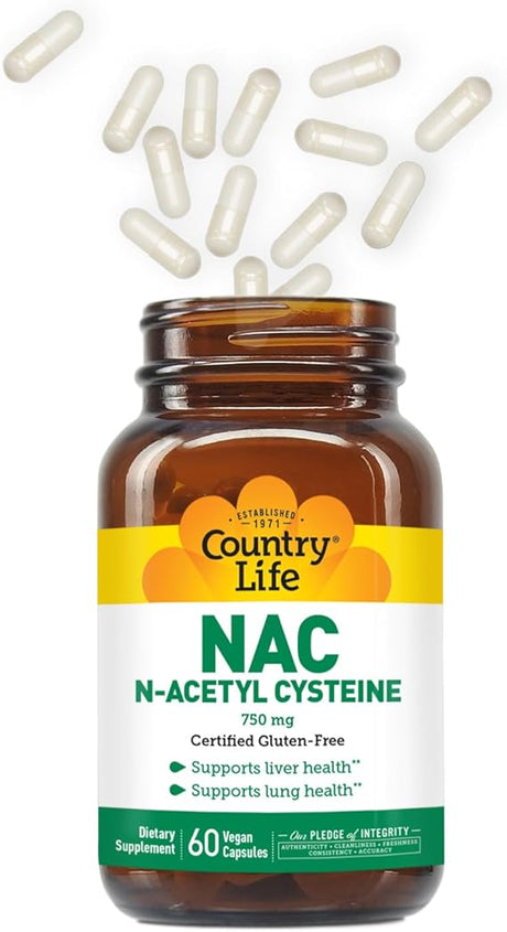 Country Life N-ACETYL CYSTEINE 750MG 60 Vegicaps