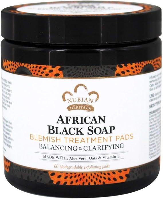 NUBIAN HERITAGE AFRICAN BLACK SOAP BLEMISH TREATMENT PADS 60 PADS