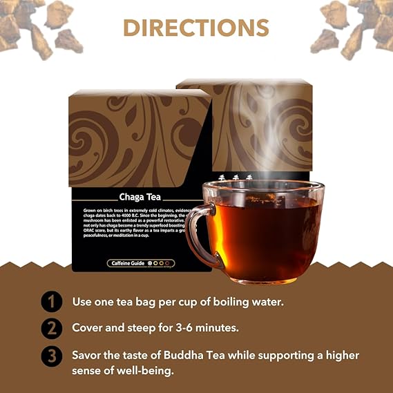 BUDDHA TEAS Organic Chaga Mushroom Tea 18 BAG