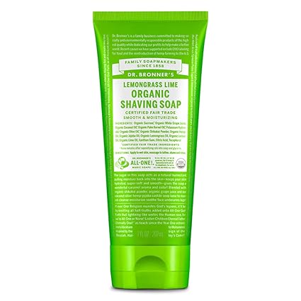 DR. BRONNER'S ORGANIC SHAVING SOAP LEMONGRASS LIME 7 FLOZ