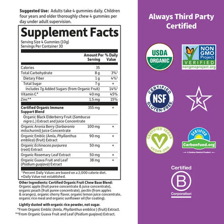 Garden of Life GOL Organics Elderberry 120ct GUMMY