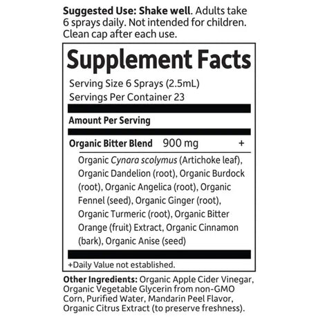 Garden of Life GOL Organics Liver Bitters 2oz LIQUID SPRAY