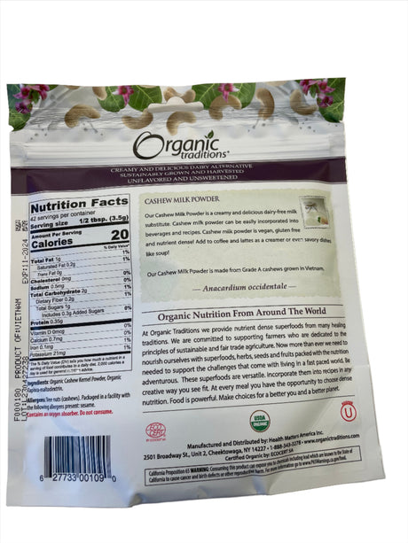 Organic traditions cashew milk powder