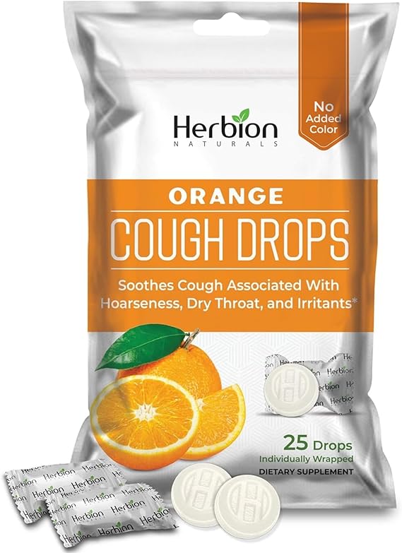HERBION COUGH DROPS ORANGE 25 LOZENGE